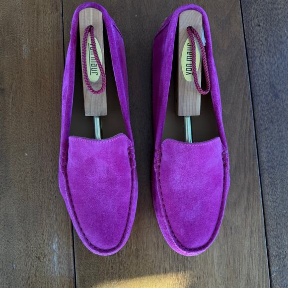 M. Gemi Felize Pink Suede Leather Slip-on Moccasins Flat Sz 38 Italian Handmade - Picture 5 of 16
